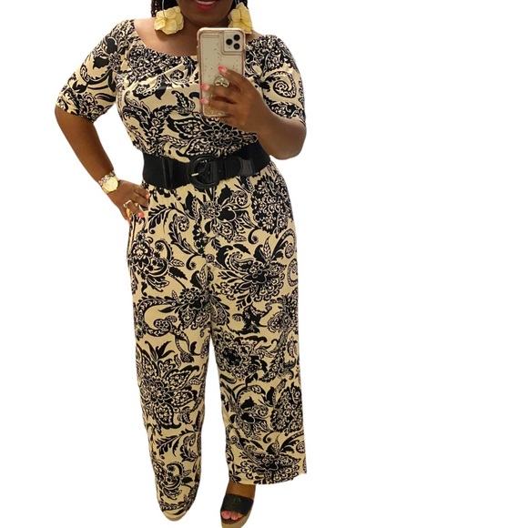 Brand New! Tacera Printed Navy/Coral Jumpsuit size PS - Picture 11 of 13